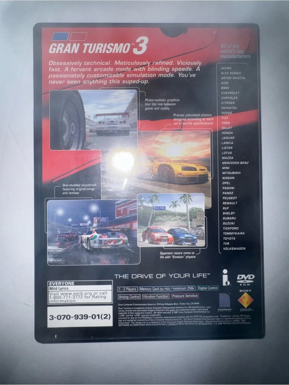 Gran Turismo 3 A-spec Grand (Sony PlayStation 2, 2002) PS2 Complete With Manual